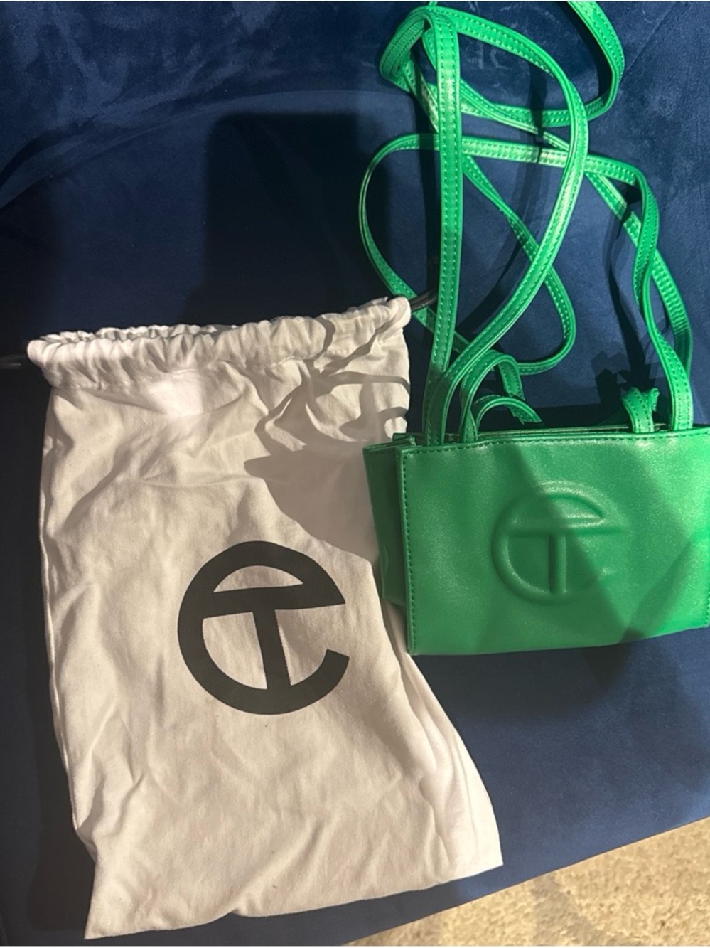 Telfar Neon Green Mini Shopping Bag with Long Strap